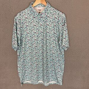 S‎ 1764 Golf Polo Shirt Mens M Blue Performance Stretch Short Sleeve Cocktails